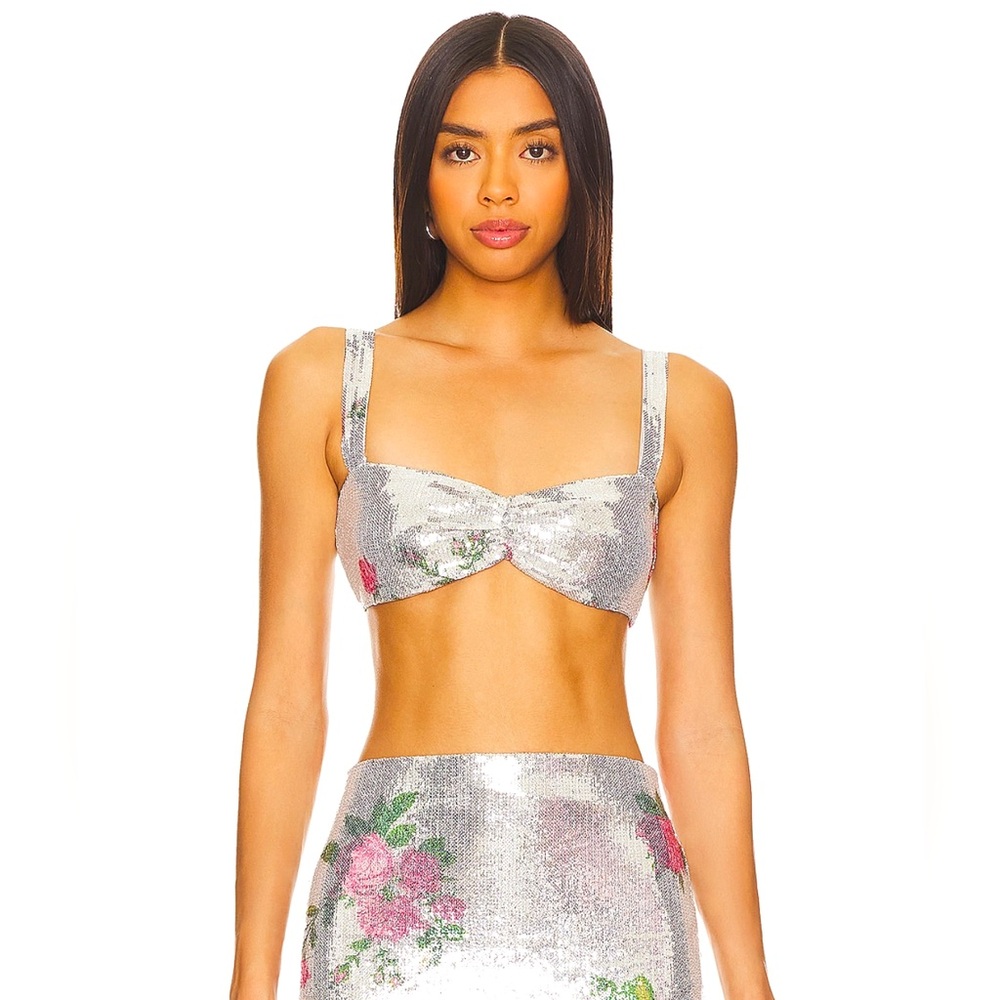 Camila Coelho Pia Sequin Micro Crop Top Size L